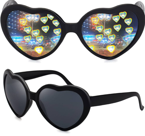 Black Heart Diffraction Glasses